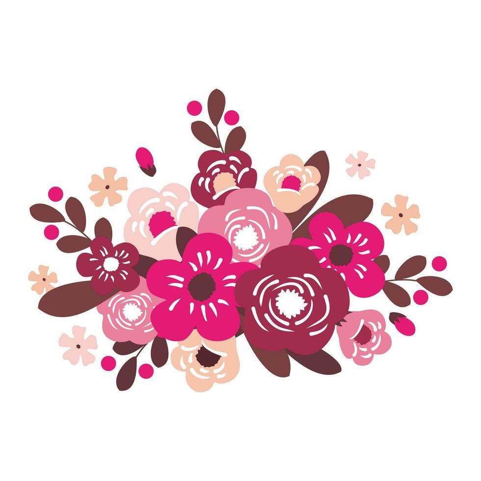 un ramo de flores de rosado flores vector. estilización. ilustrado clipart. vector