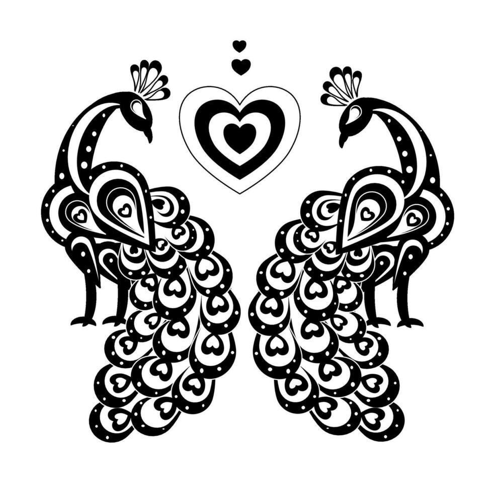 Card Peacock Valentine's Day vector