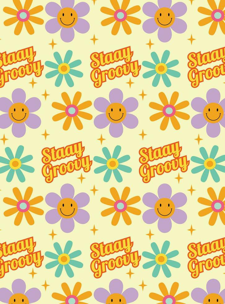 Retro 70s groovy background vector