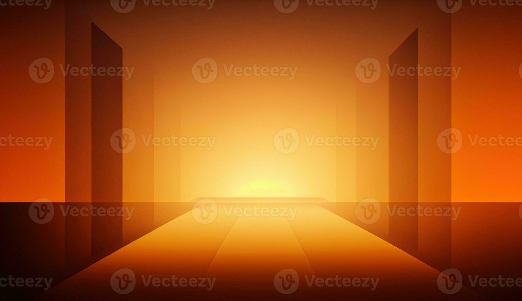 Generative AI, Beautiful gradient scene landscape with light orange, apricot color, horizontal wallpaper. Abstract studio room geometric background photo