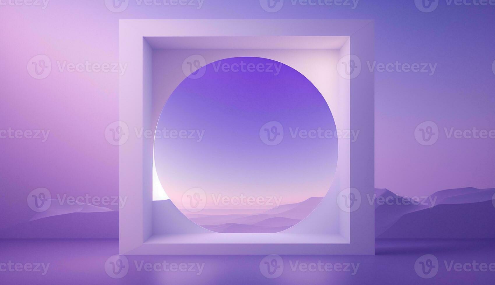 Generative AI, Beautiful gradient scene landscape with light purple, digital lavender color, horizontal wallpaper. Abstract studio room geometric background photo