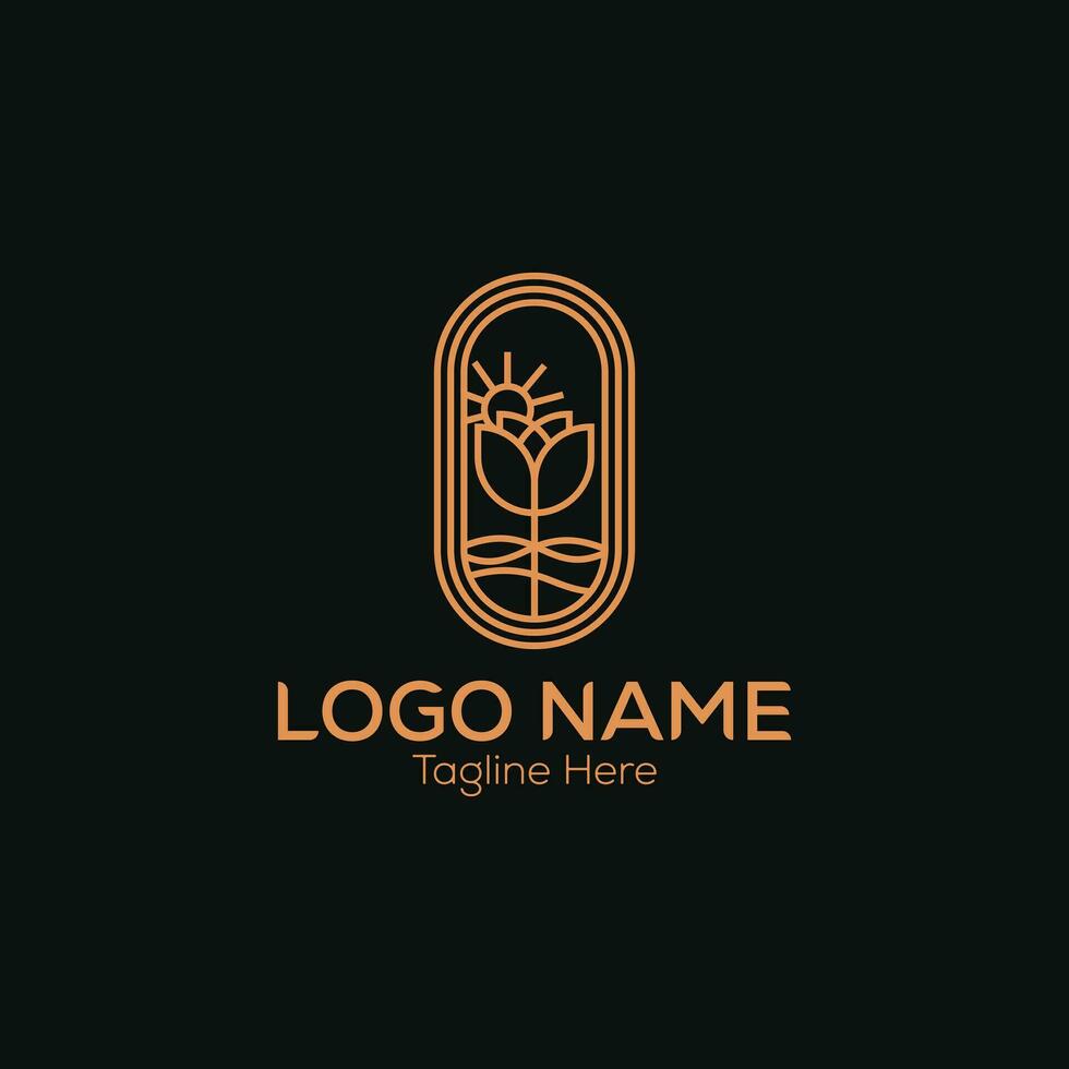 floral hand-drawn natural logo design template for branding vector