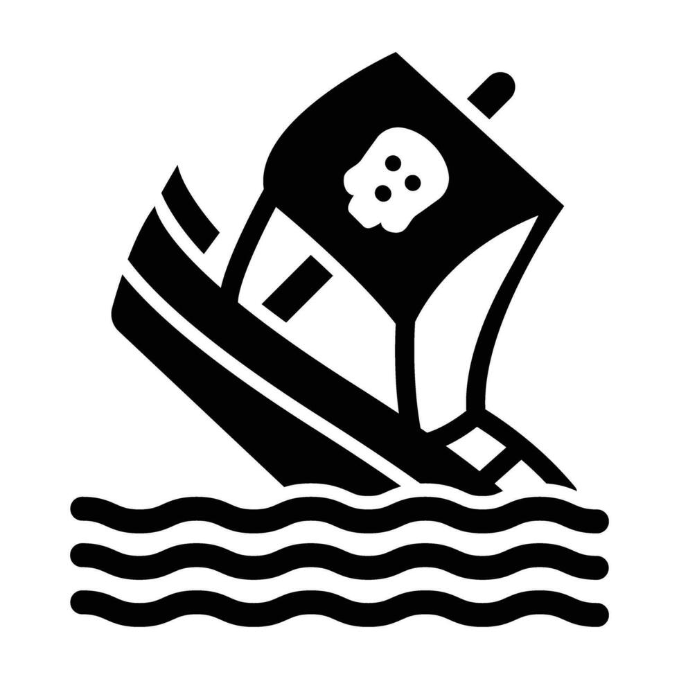 Sinking Vector Glyph Icon For Personal And Commercial Use.