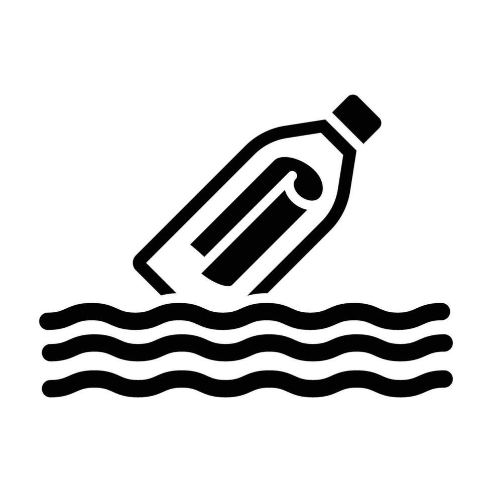 Message In A Bottle Vector Glyph Icon For Personal And Commercial Use.