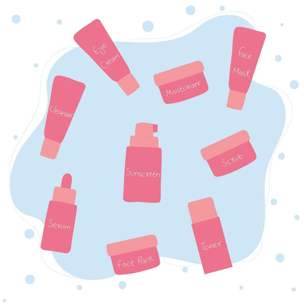 Skincare Products Set Hand Drawn Illustration Free Vector