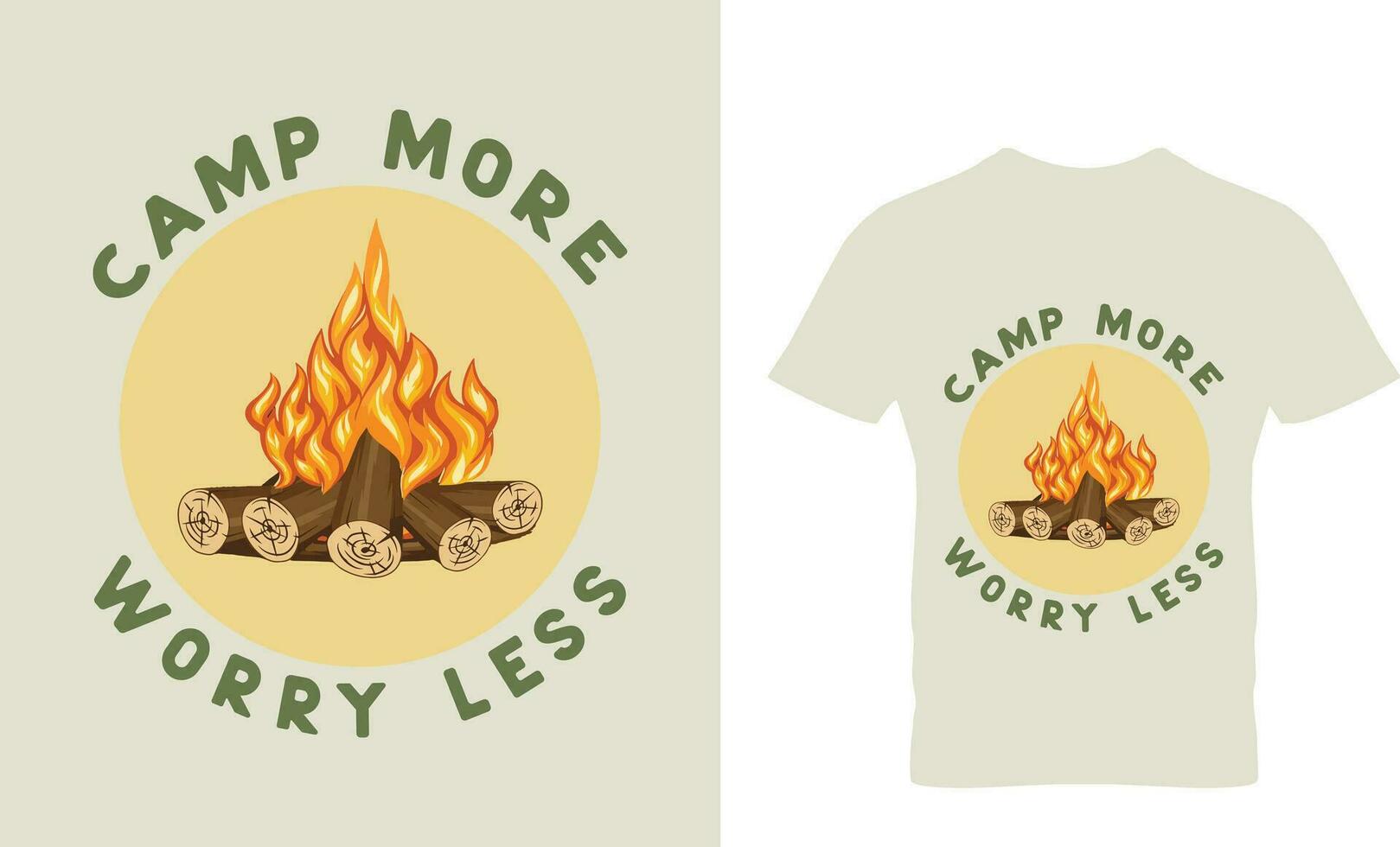 Camp more worry less badge design emblem with lantern. Travel label isolated t shirt design vector