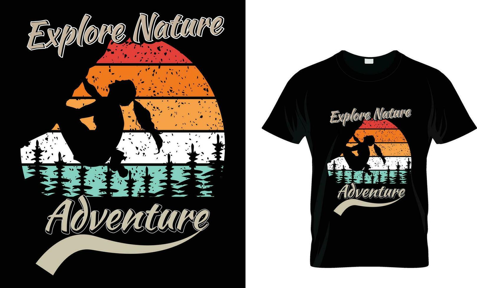 camiseta explorar naturaleza aventuras montaña retro Clásico estilo ilustración vector