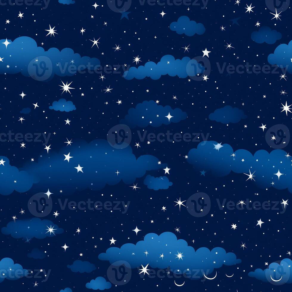 Starry sky nautical seamless pattern. Generate Ai photo