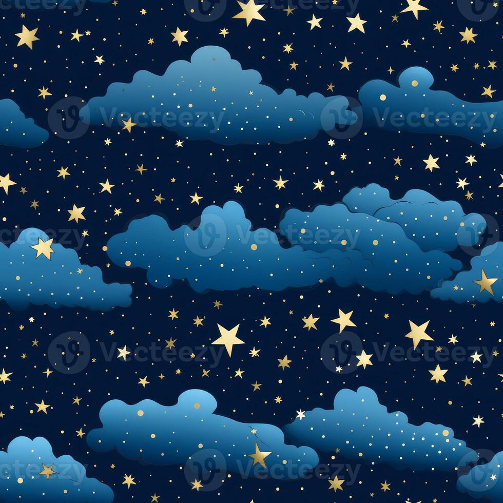 Starry sky seamless pattern. Generate Ai photo