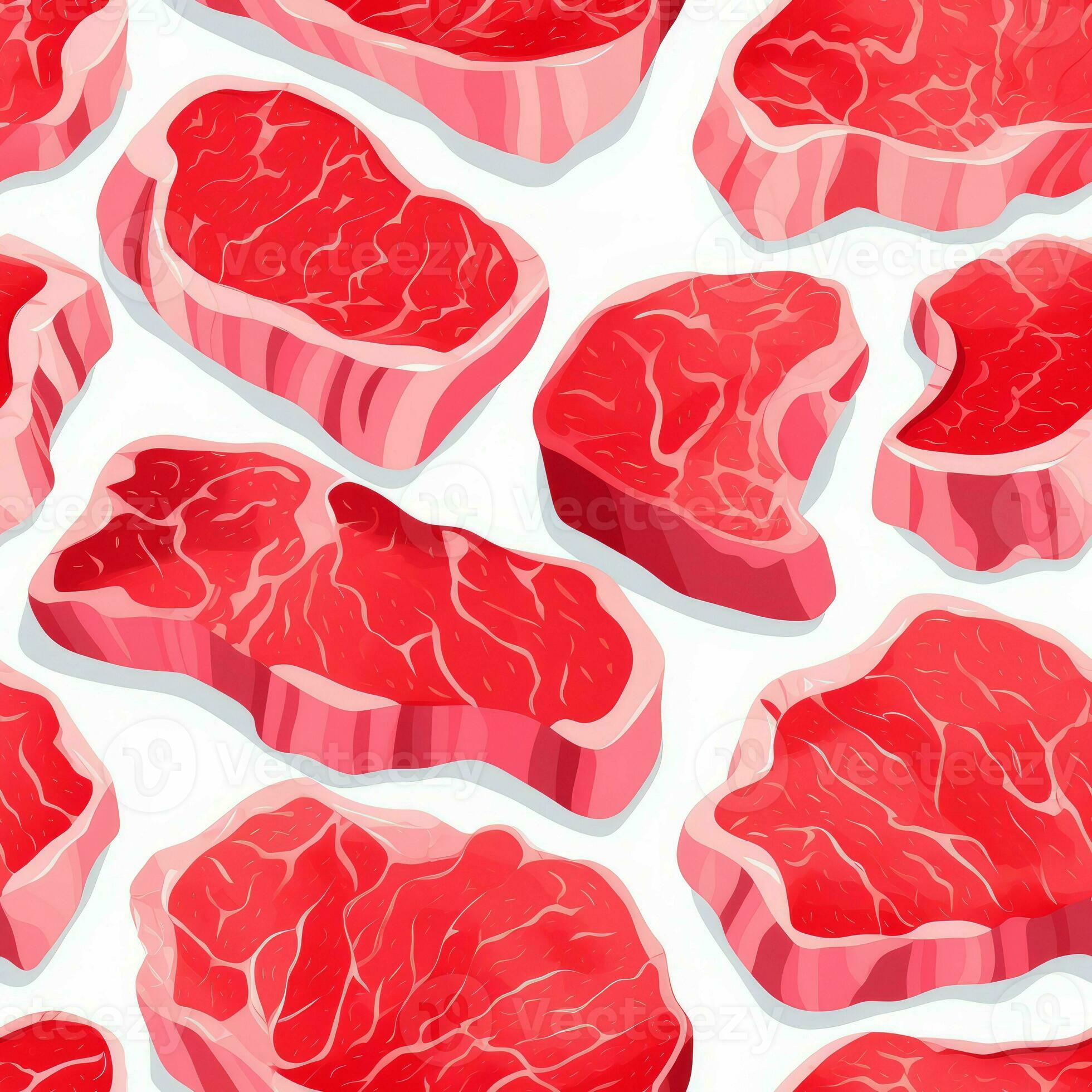 Raw meat food seamless pattern. Generate Ai 27158456 Stock Photo