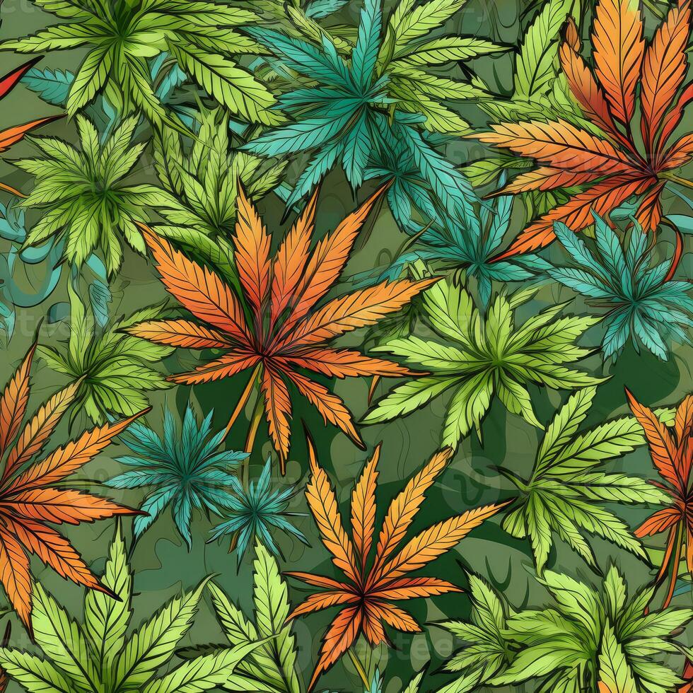 Medical marijuana seamless pattern. Generate Ai photo