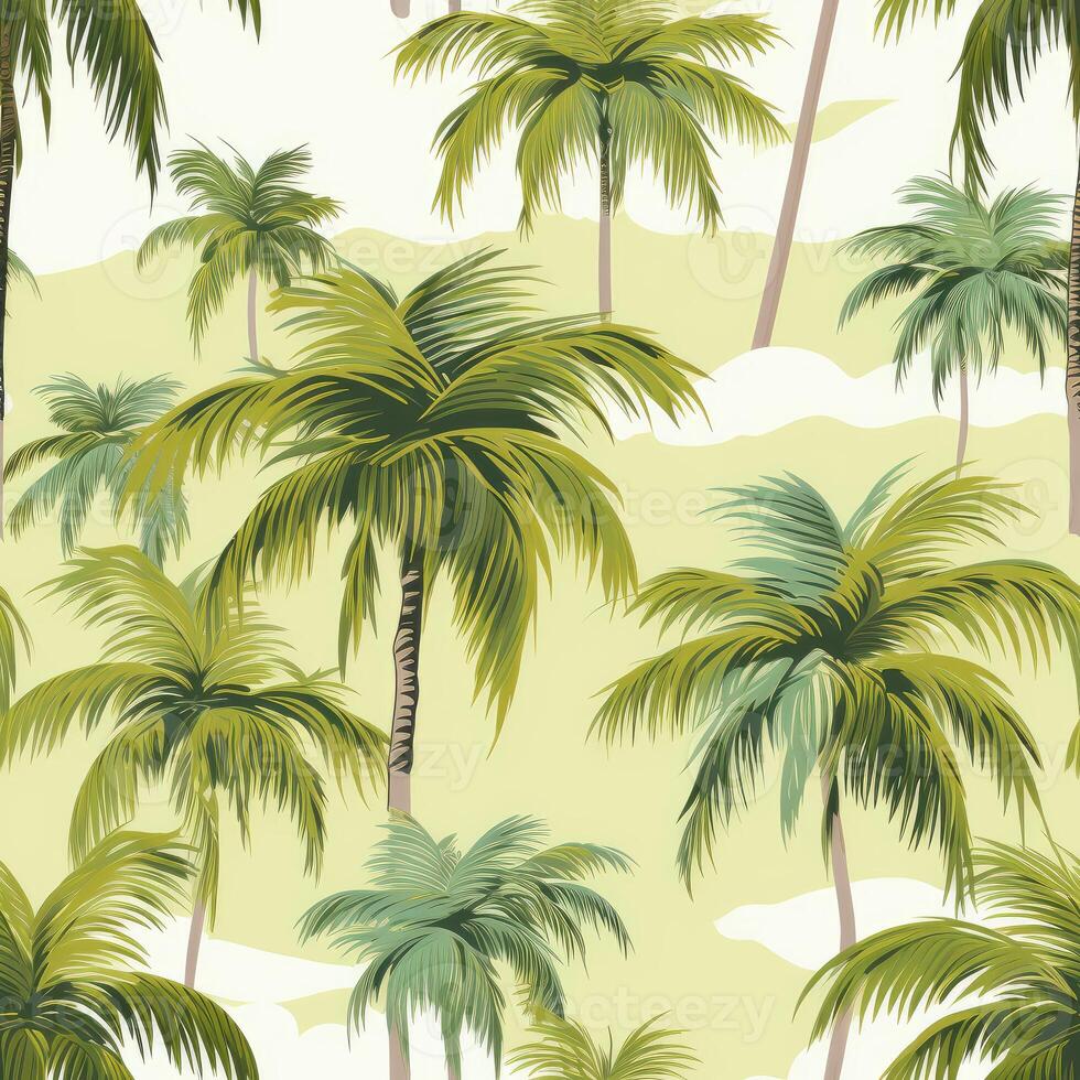 Palm trees seamless pattern. Generate Ai photo