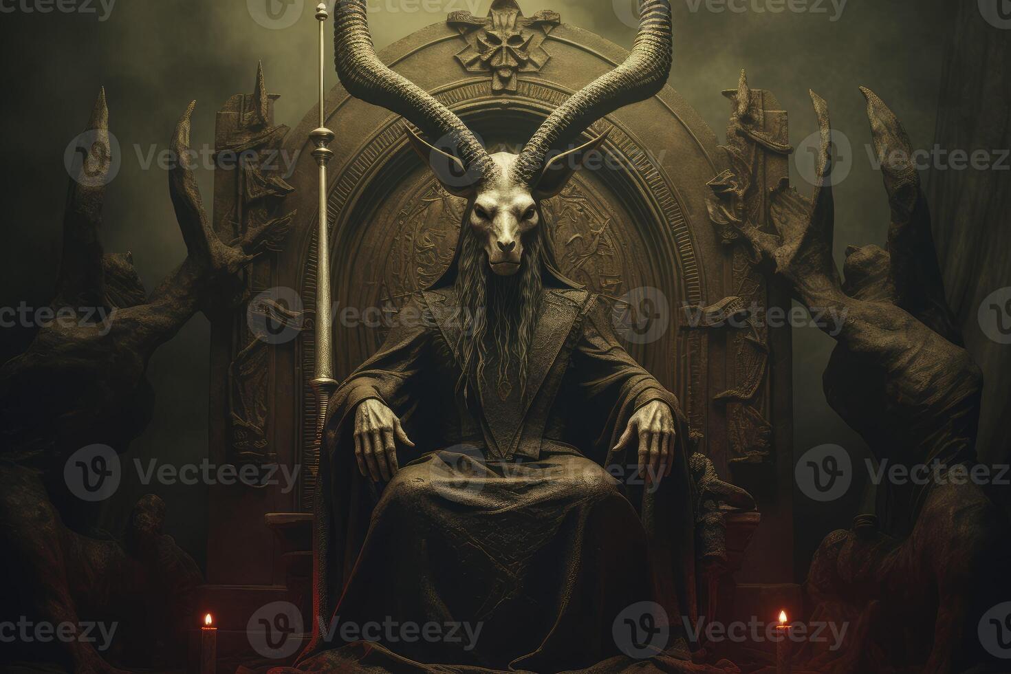 Baphomet sign nature. Generate Ai photo