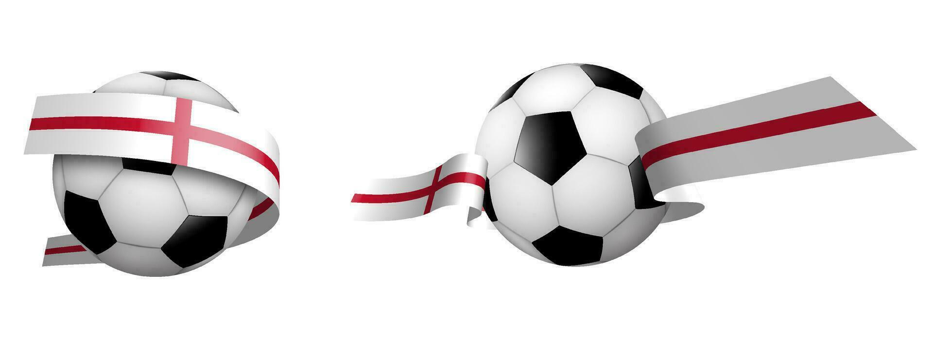 pelotas para fútbol, clásico fútbol americano en cintas con colores de Inglés bandera. diseño elemento para fútbol americano competiciones Inglés nacional equipo. aislado vector en blanco antecedentes