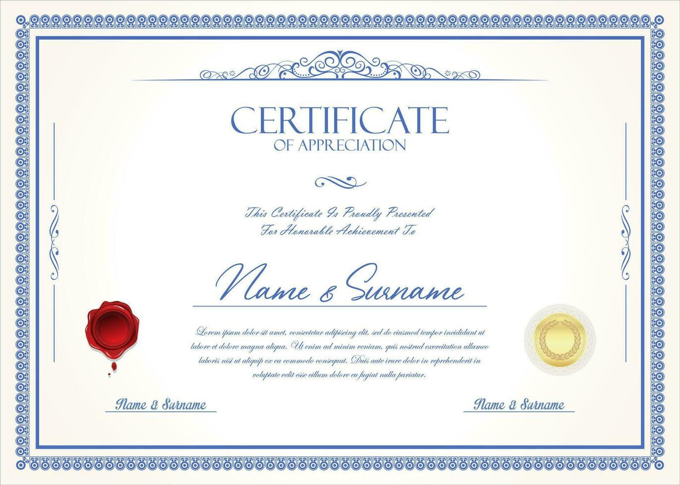 certificado o diploma modelo con decorativo diseño caligrafía elementos vector