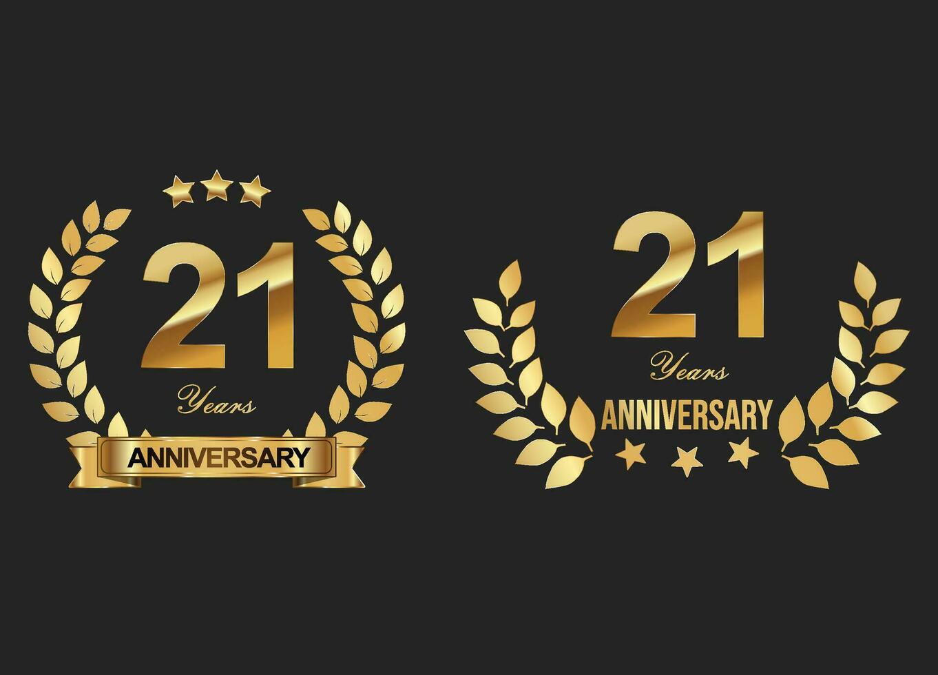 Gold anniversary celebration logo with golden laurel wreath vector illustration