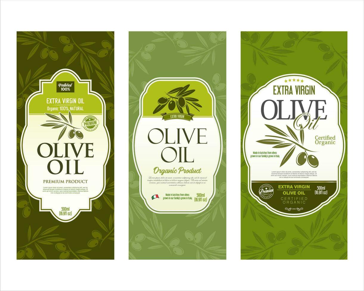 Olive oil retro vintage background collection vector illustration