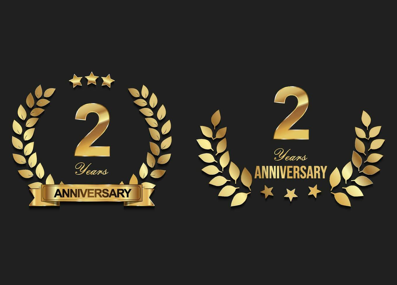 Gold anniversary celebration logo with golden laurel wreath vector illustration