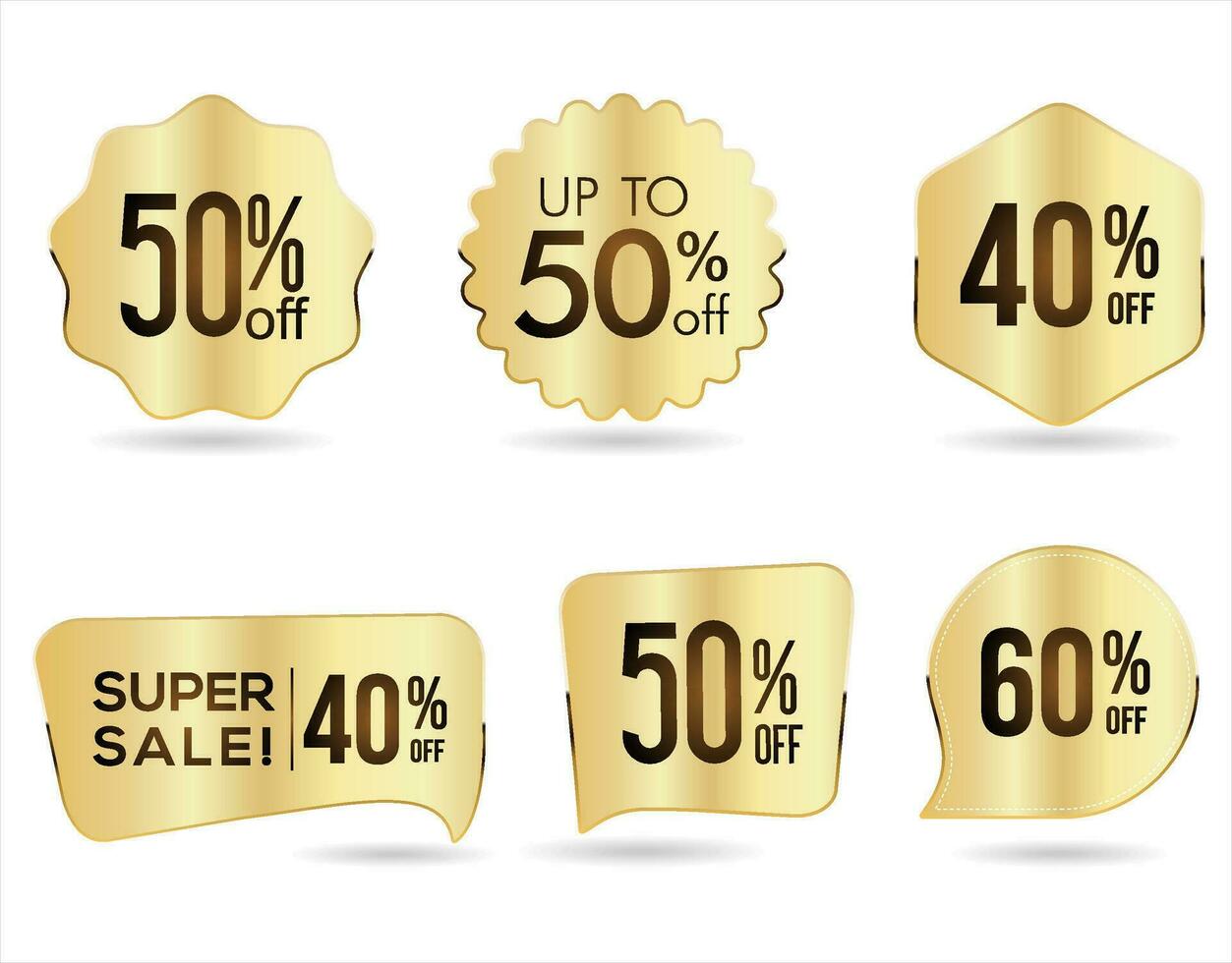Modern gold sale stickers vector collection