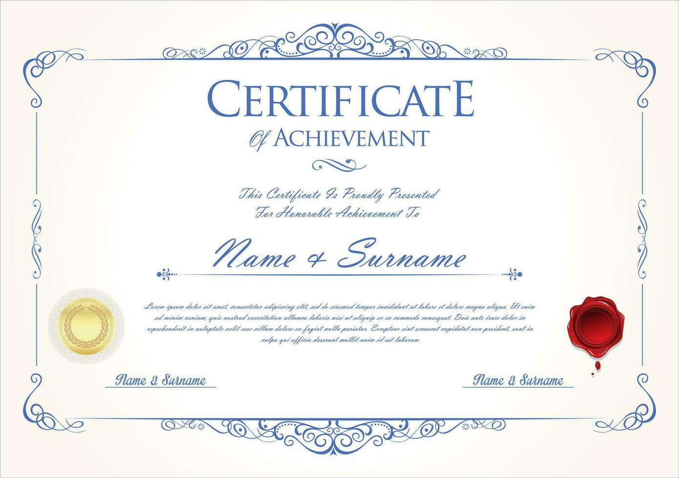 certificado o diploma modelo con decorativo diseño caligrafía elementos vector