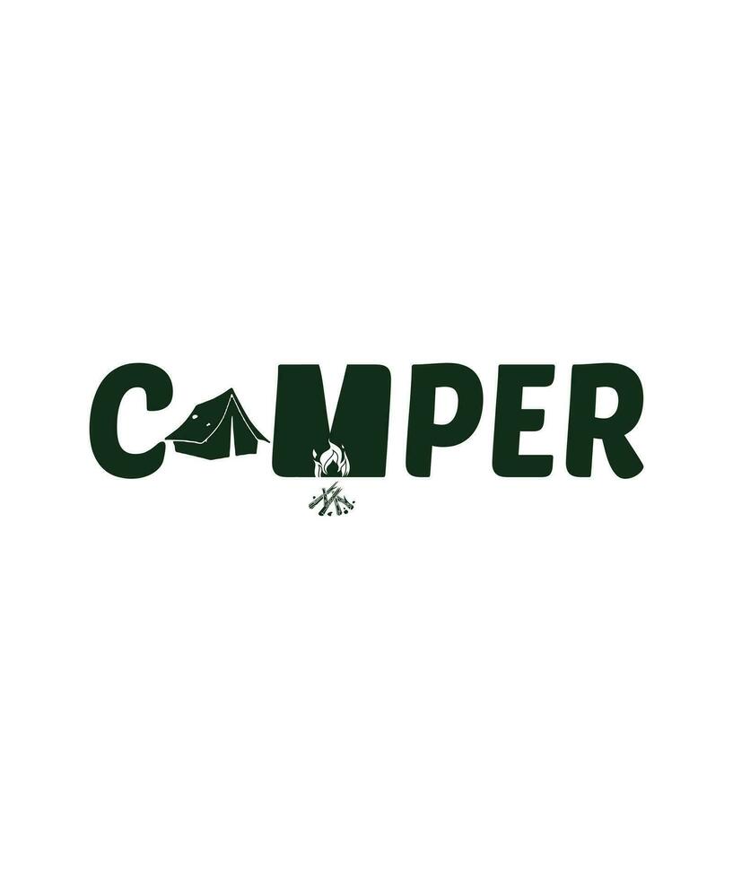 camper logo camiseta diseño cámping Siempre cámping aventuras logo camiseta diseño vector