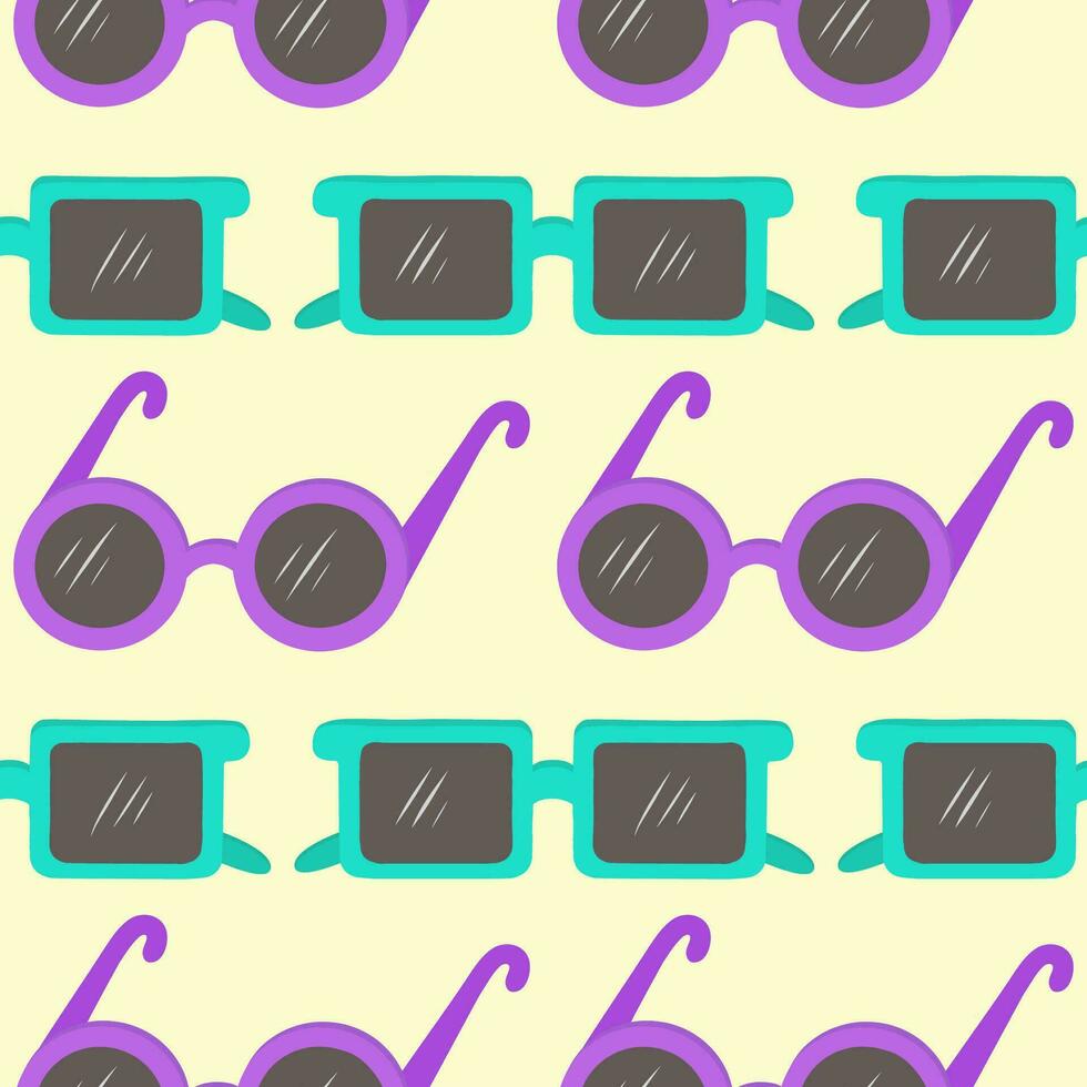 Vector seamless pattern with sunglasses.Fashionable background in a minimalist style. Marine and summer illustration.