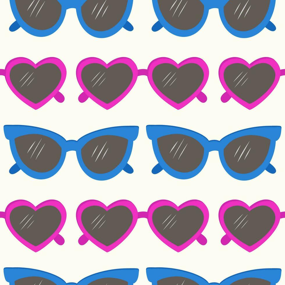 Vector seamless pattern with sunglasses.Fashionable background in a minimalist style. Marine and summer illustration.