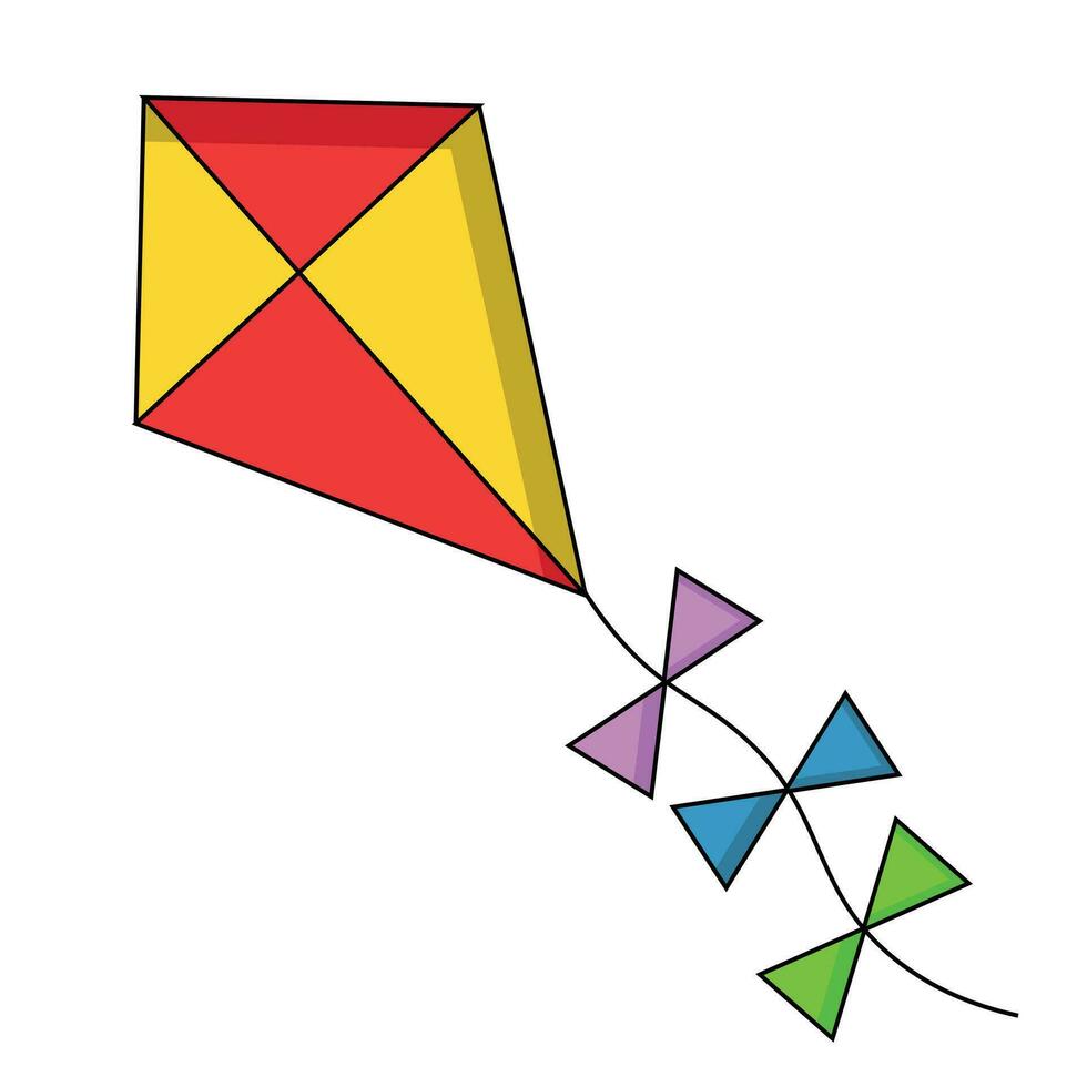 Cartoon summer object kite with bows n color vector