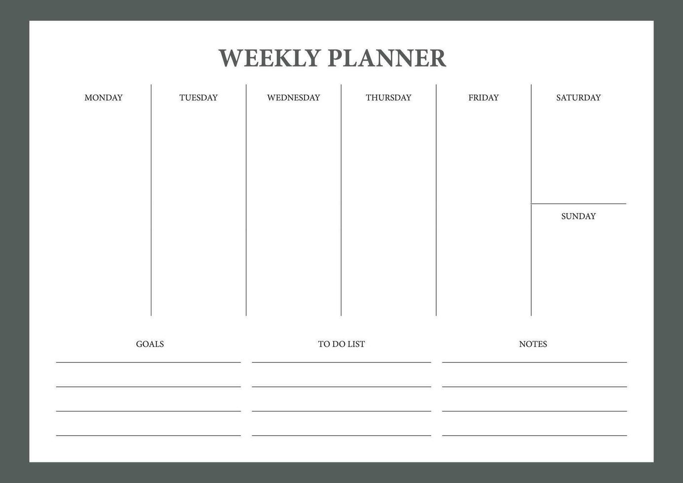 Weekly planner schedule with modern design vector