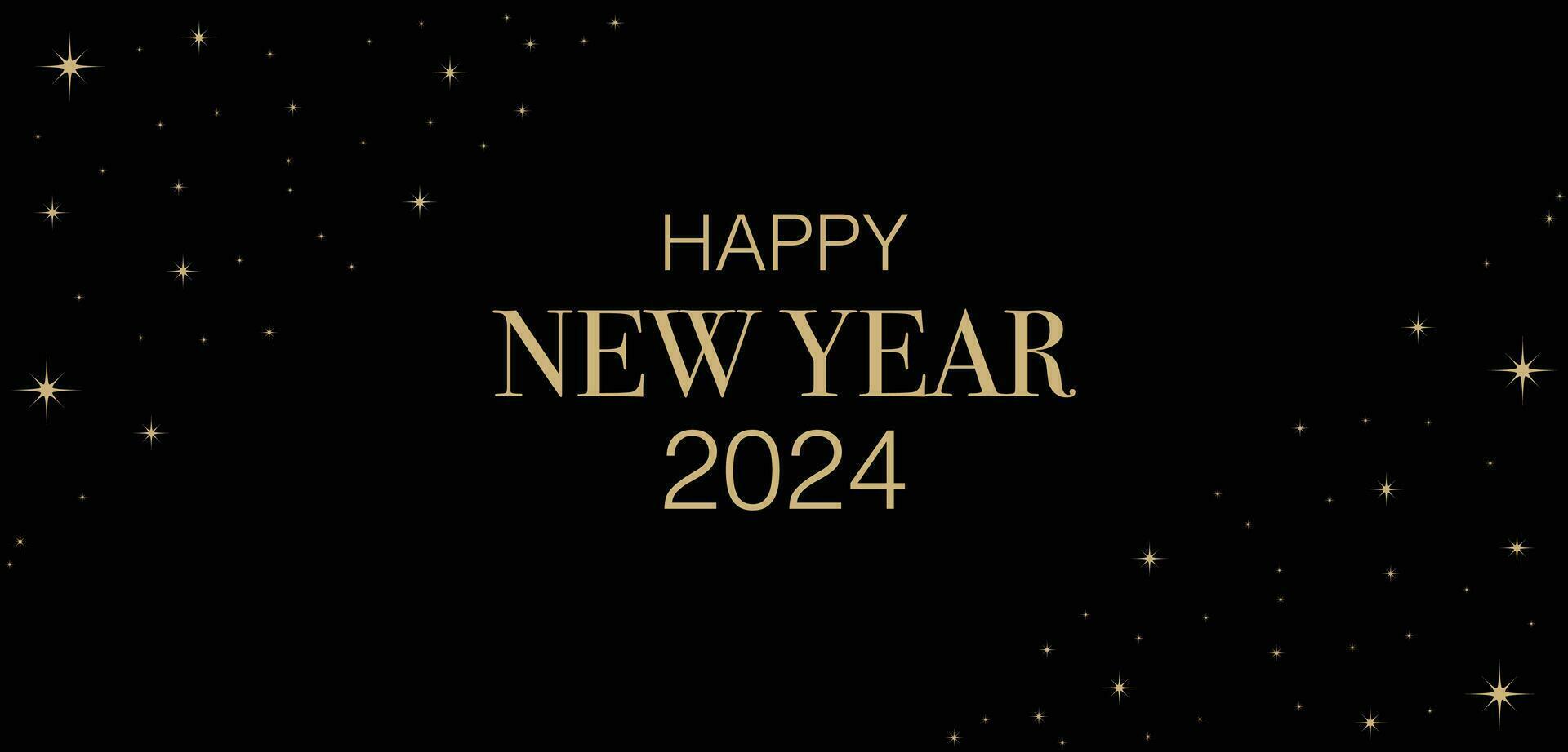 contento nuevo año 2024 sencillo diseño negro y oro vector