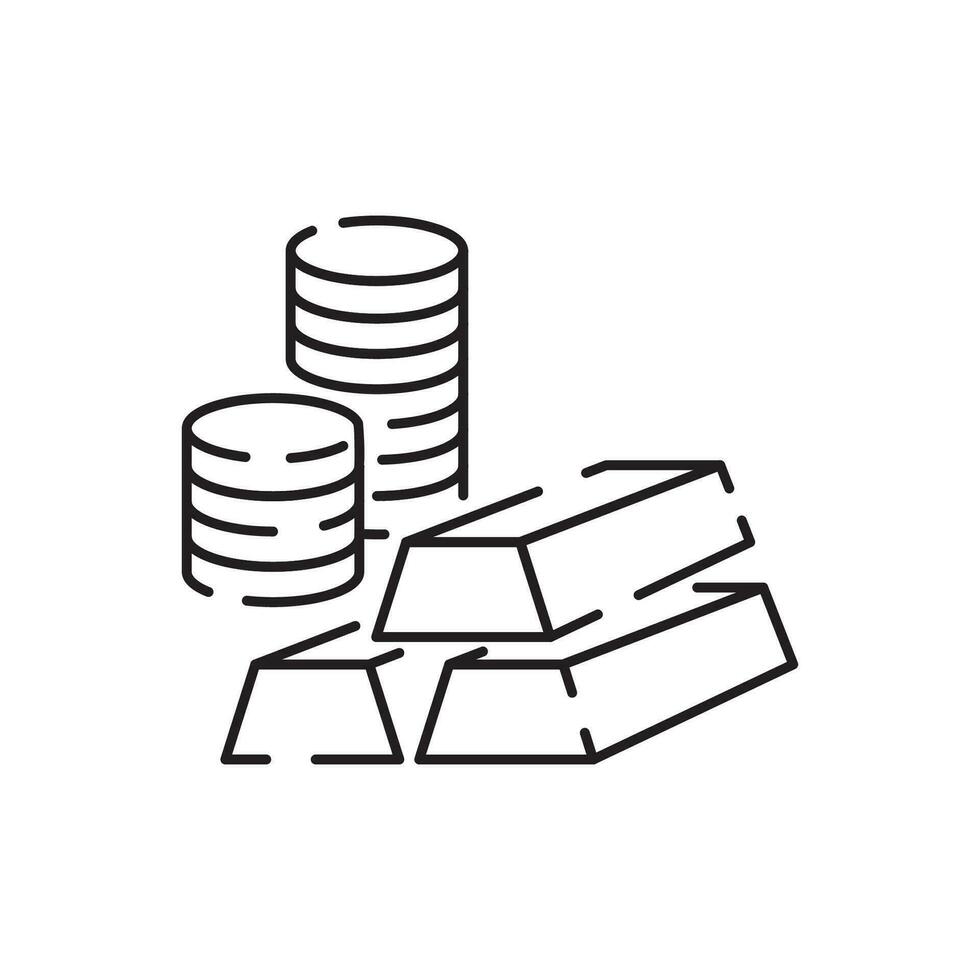 Gold bullion line icon. Included icon as golden, mine, gold bar, price, asset, wealth and more. vector