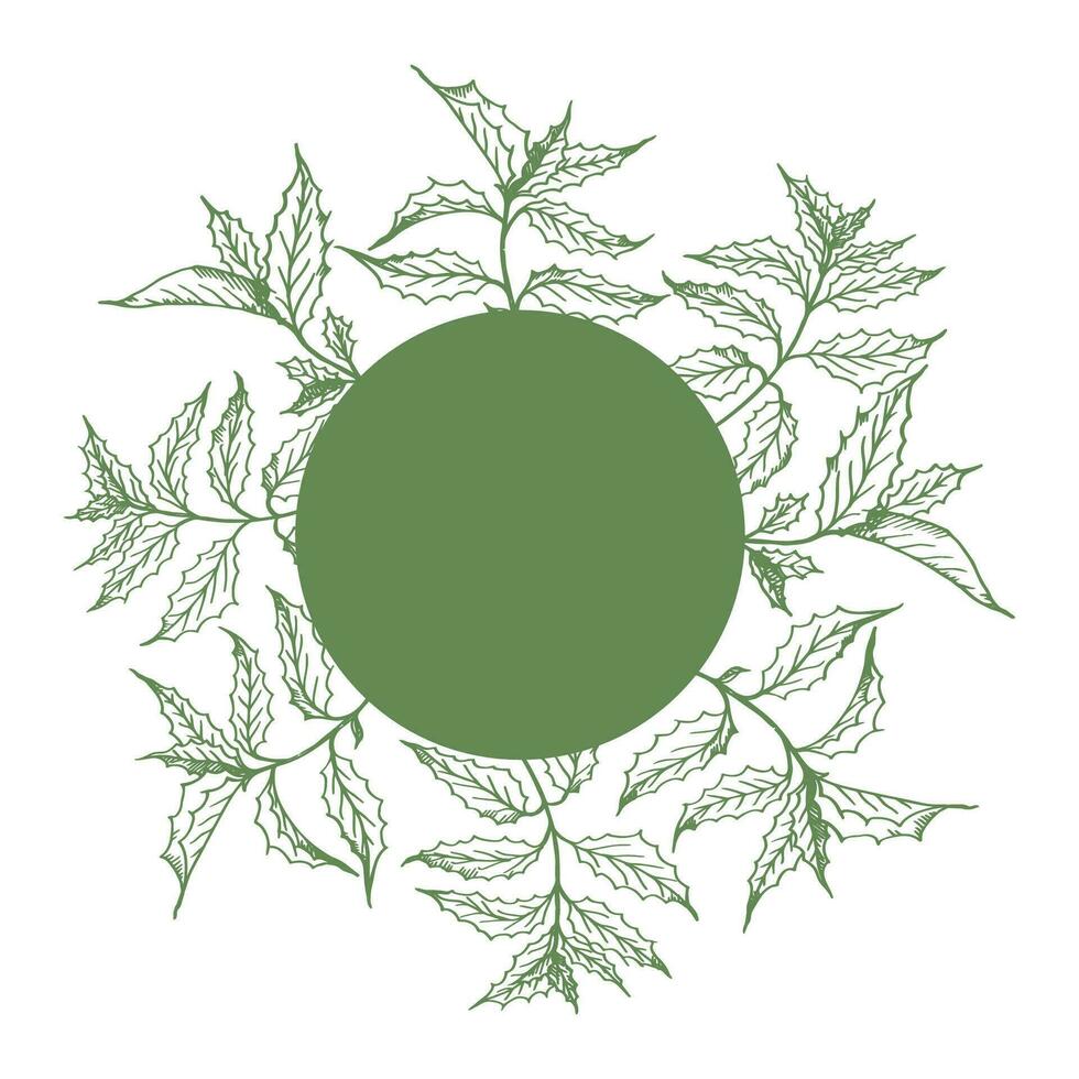 menta etiqueta marco modelo antecedentes para texto.spearmint rama vector ilustración fragante planta. para etiqueta, té embalaje, logo, tarjeta. mano dibujado diseño para herbario té, medicinal infusión, Condimento