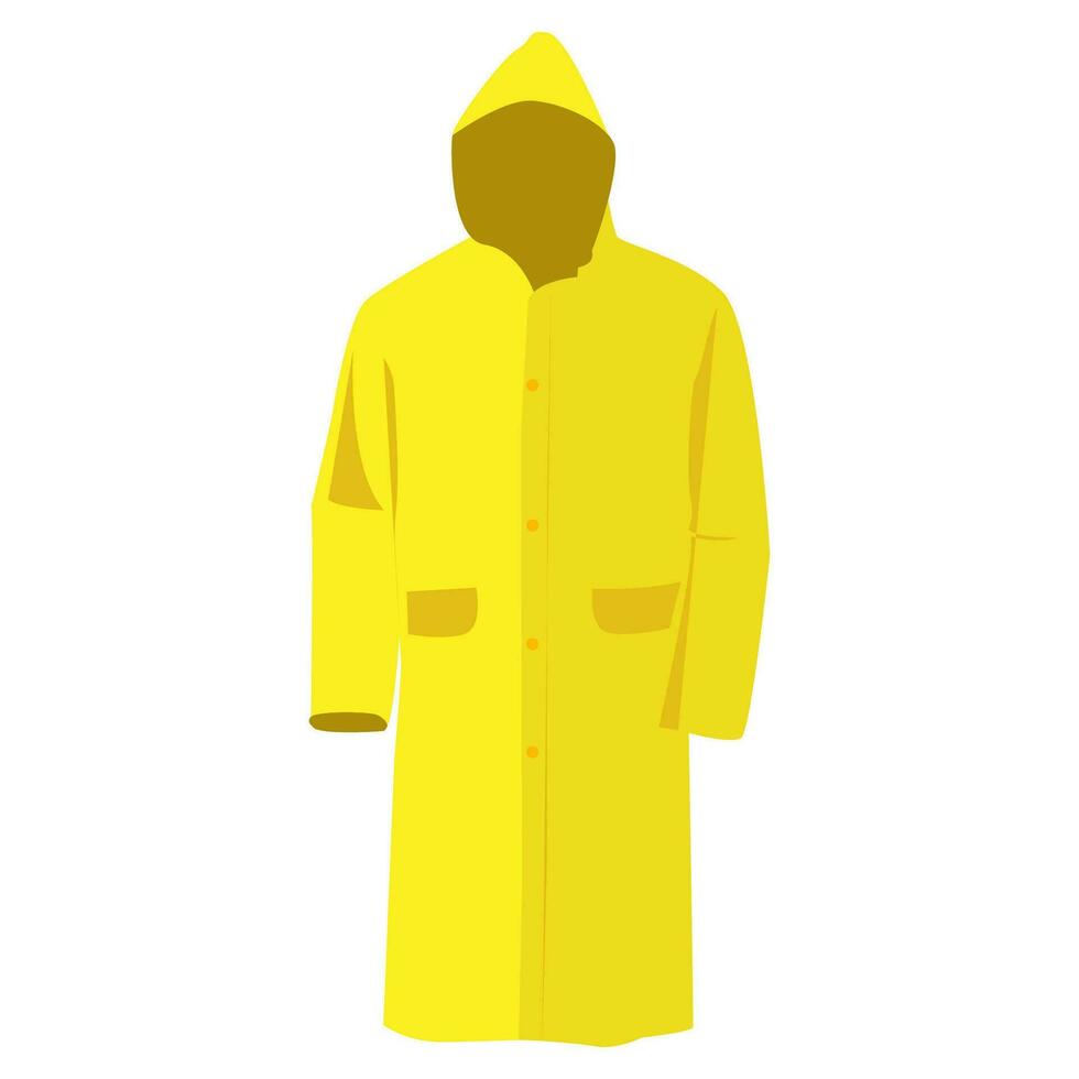 Autumn. Raincoat yellow icon, Flat design of rain coat clothing with round shadow, vector illustration.