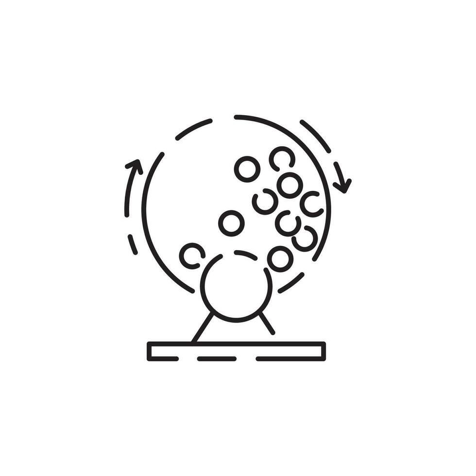 Lottery bingo cage line icon concept. Lottery bingo cage flat vector symbol, sign, outline illustration.