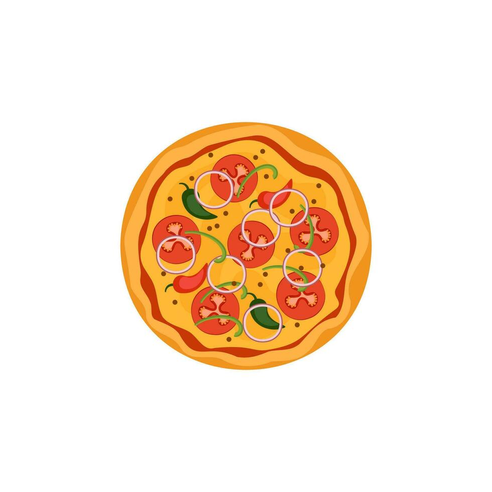 vector illustration of pizza on isolate background. Traditional italian fast food. Top view meal. European snack.