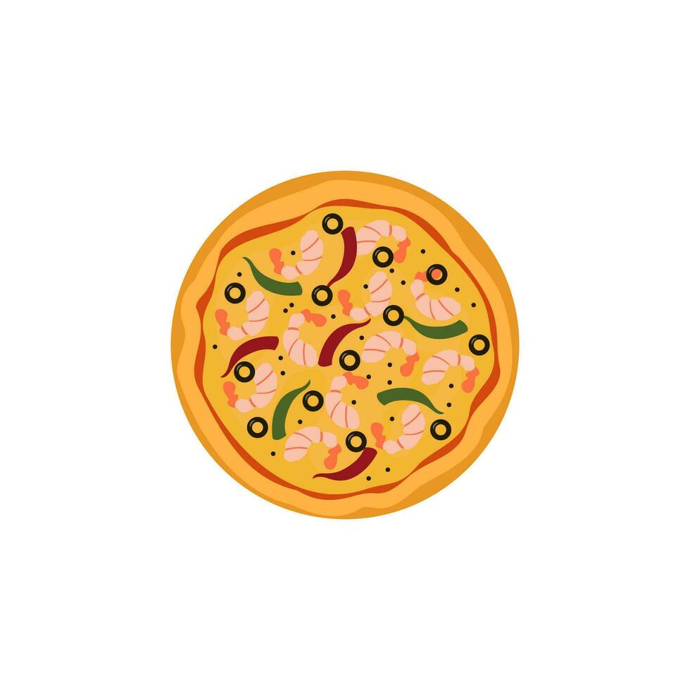 vector illustration of pizza on isolate background. Traditional italian fast food. Top view meal. European snack.