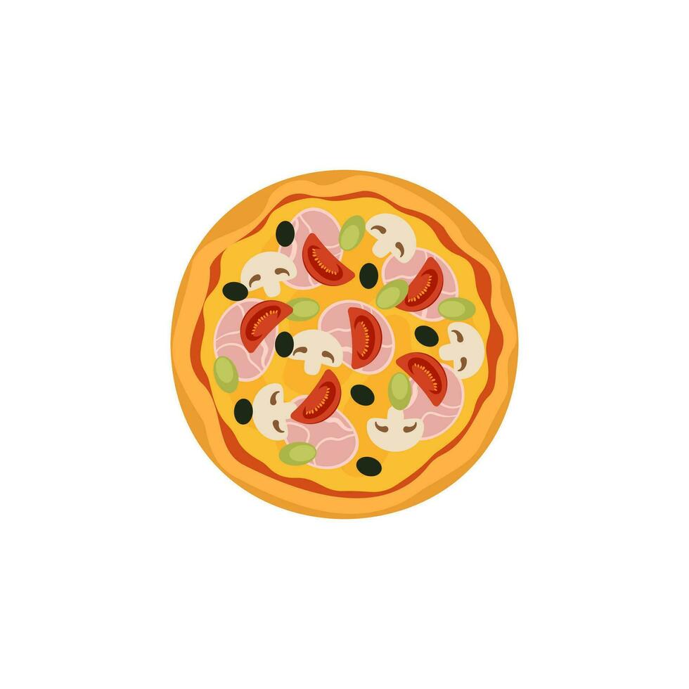 vector illustration of pizza on isolate background. Traditional italian fast food. Top view meal. European snack.