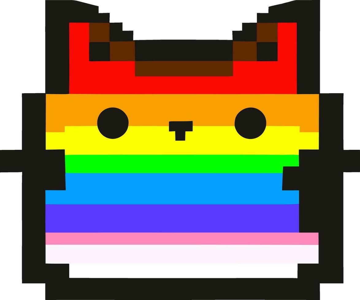 rainbow colorful nyan cat vector illustration pixel art