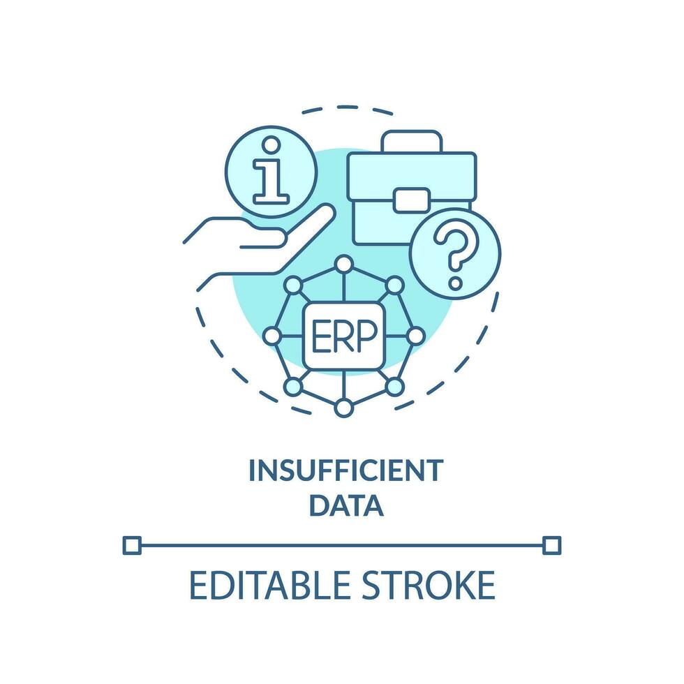 Editable insufficient data blue icon concept, isolated vector, enterprise resource planning thin line illustration. vector