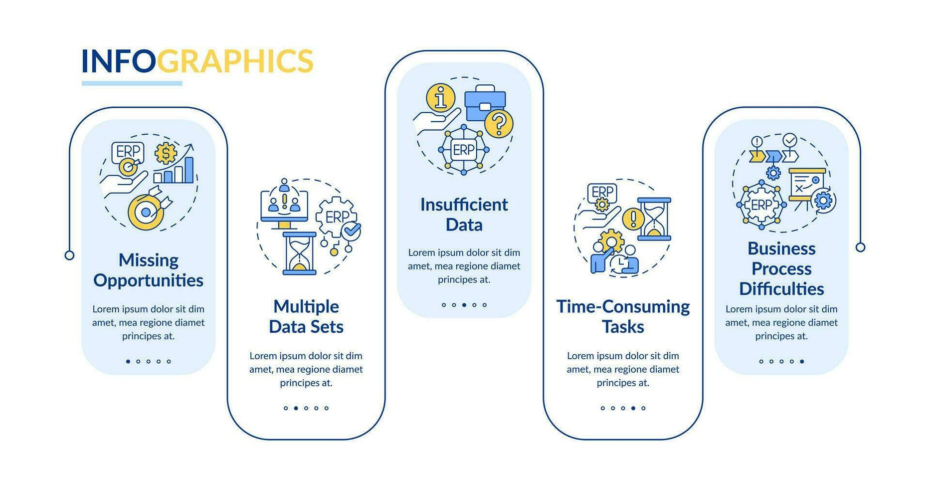 2D enterprise resource planning vector colorful infographics template, data visualization with 5 steps, process timeline chart.