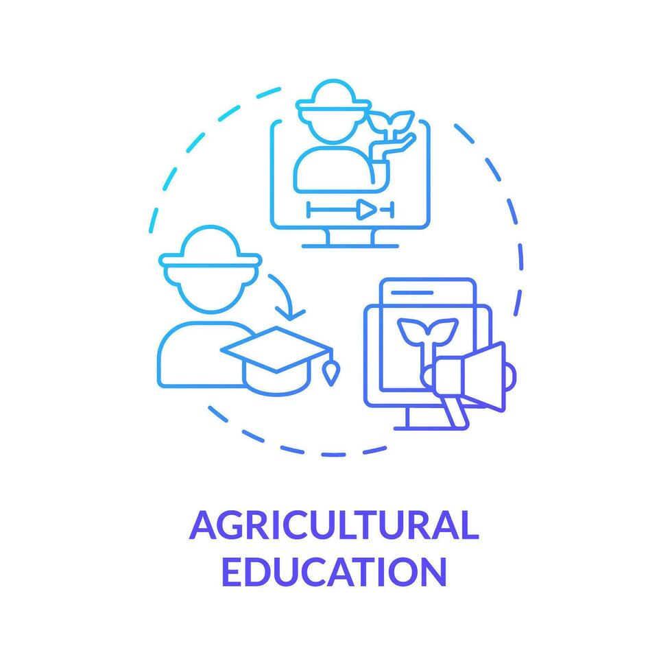 agrícola educación azul degradado concepto icono. habilidad desarrollo. formación programa. agricultura industria. cosecha ciencia. redondo forma línea ilustración. resumen idea. gráfico diseño. fácil a utilizar vector