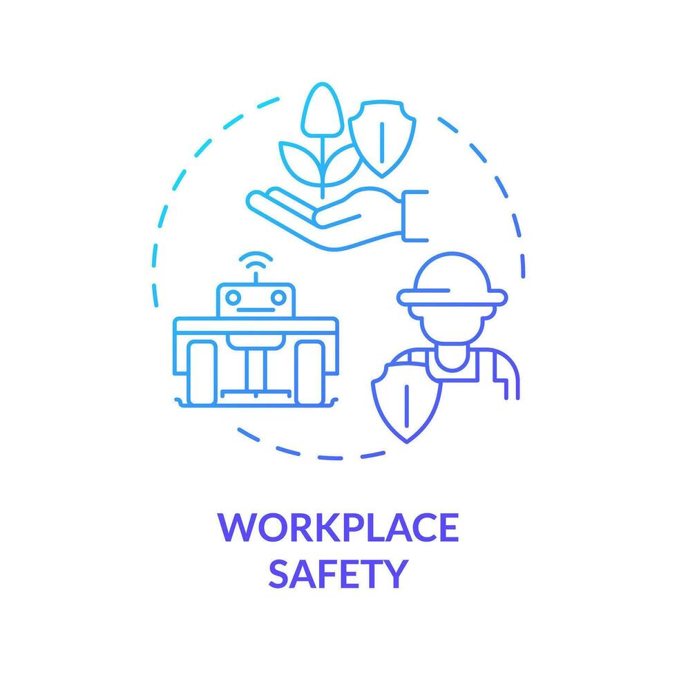Workplace safety blue gradient concept icon. Employee protection. Agriculture business. Automated system. Work conditions. Round shape line illustration. Abstract idea. Graphic design. Easy to use vector