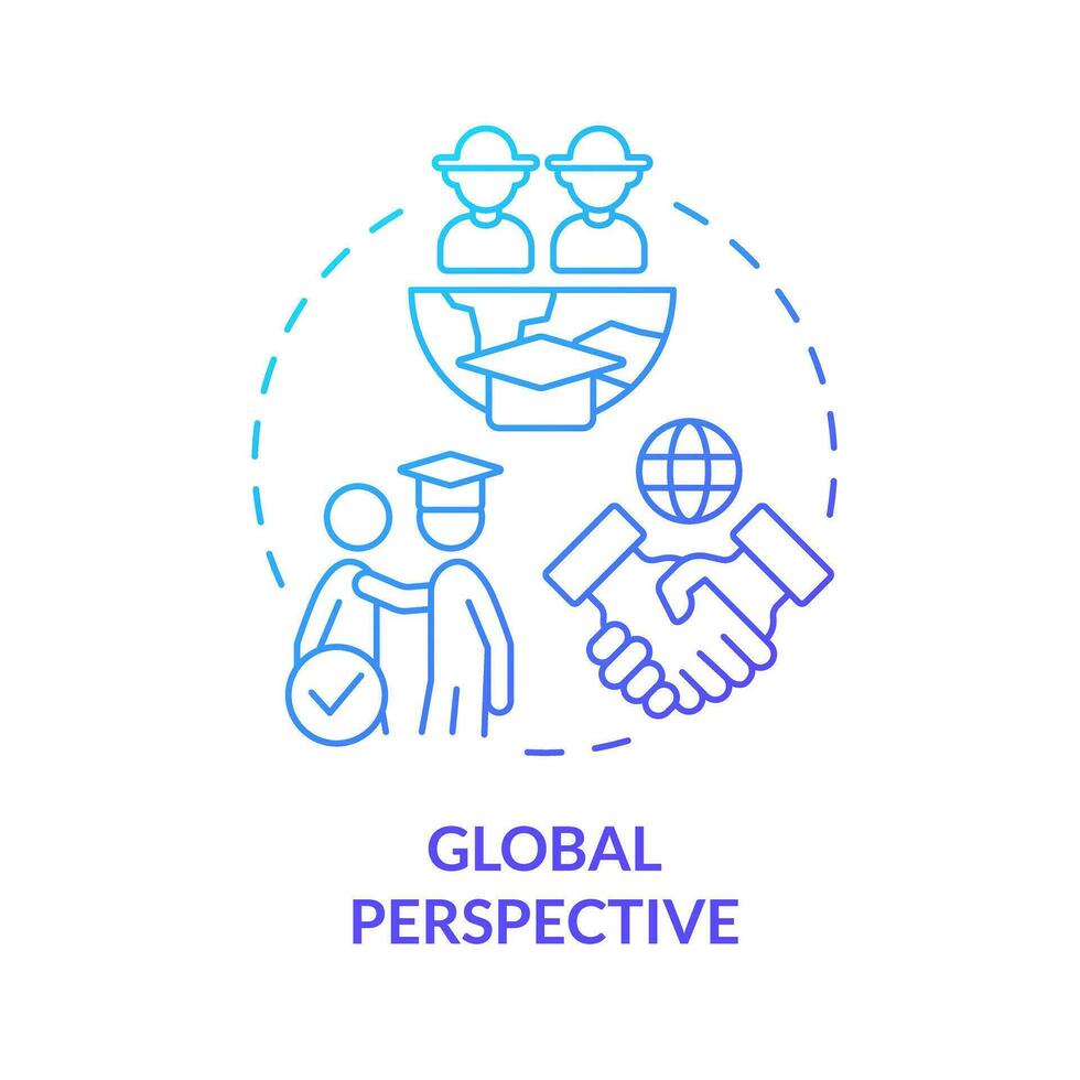 Global perspective blue gradient concept icon. International collaboration. Agricultural science. Higher education. Round shape line illustration. Abstract idea. Graphic design. Easy to use vector