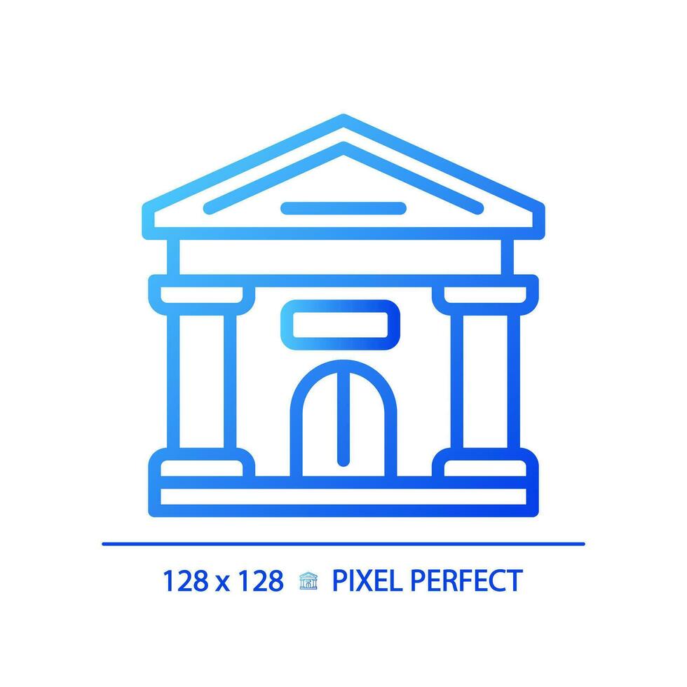 2D pixel perfect blue gradient parliament building icon, isolated vector, thin line illustration. vector
