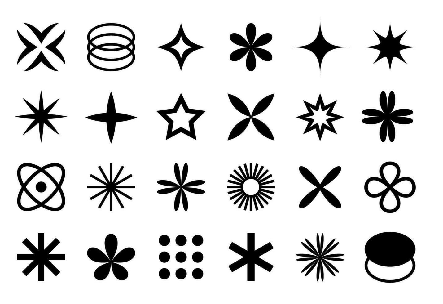 Brutal abstract geometric Y2K figures collection. Vector set of minimalistic design elements