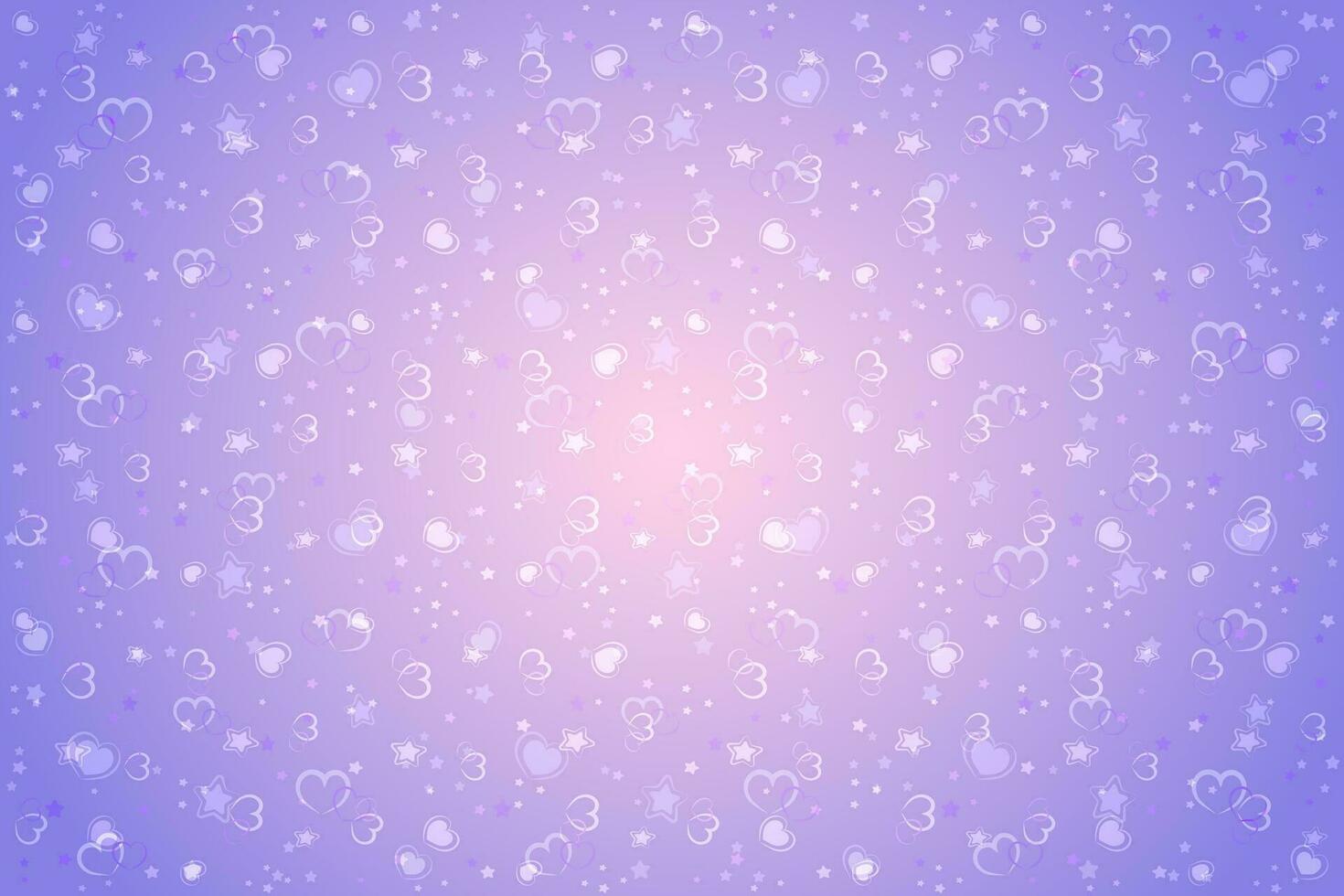 Lavender gradient background with hearts and stars vector