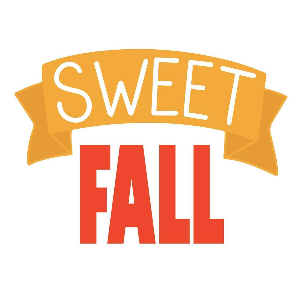 Sweet Fall handwriting text. Short Autumn phrase isolated on white background. Vector illustration. Text fall banner.
