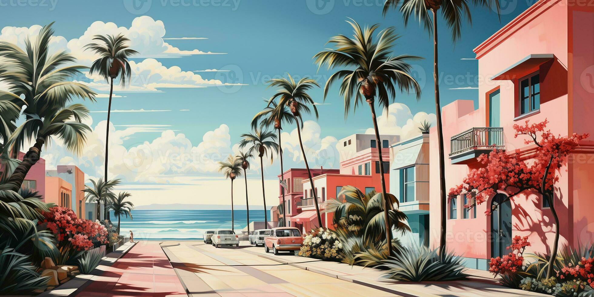 Retro Background Stock Illustration - Download Image Now - Miami