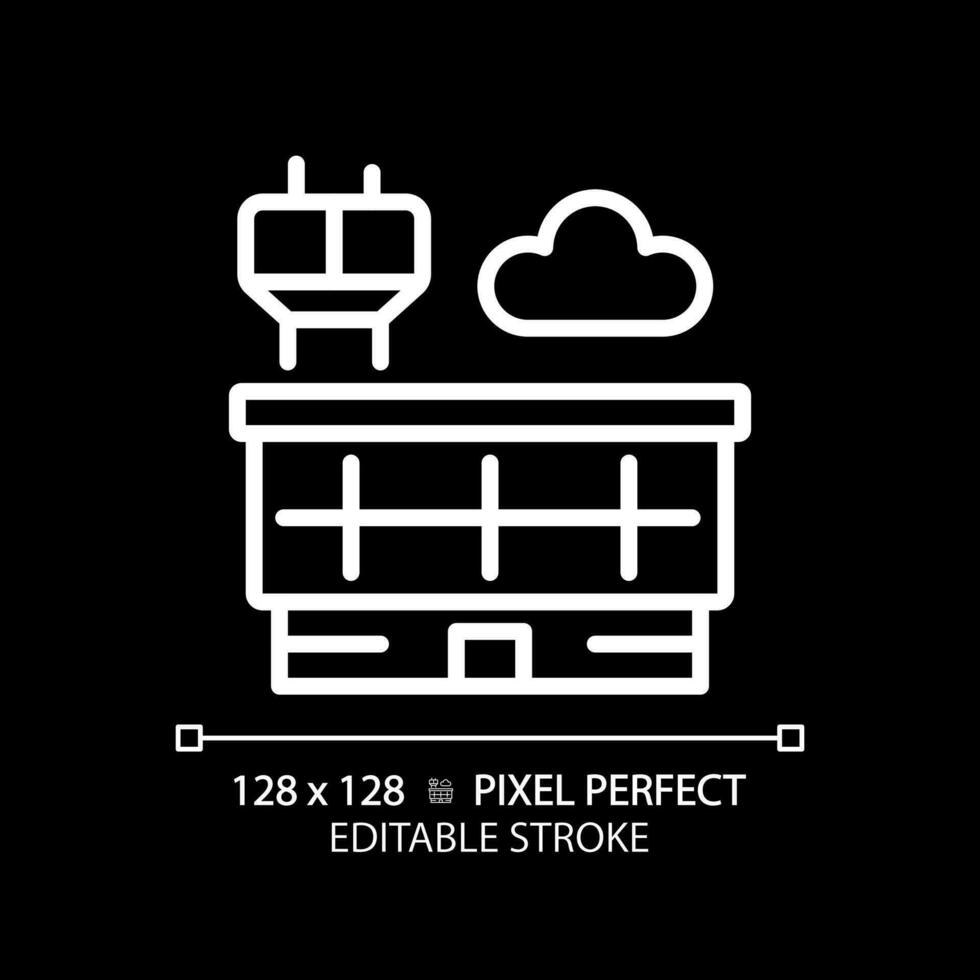 2D pixel perfect editable white building icon, isolated vector, thin line illustration. vector