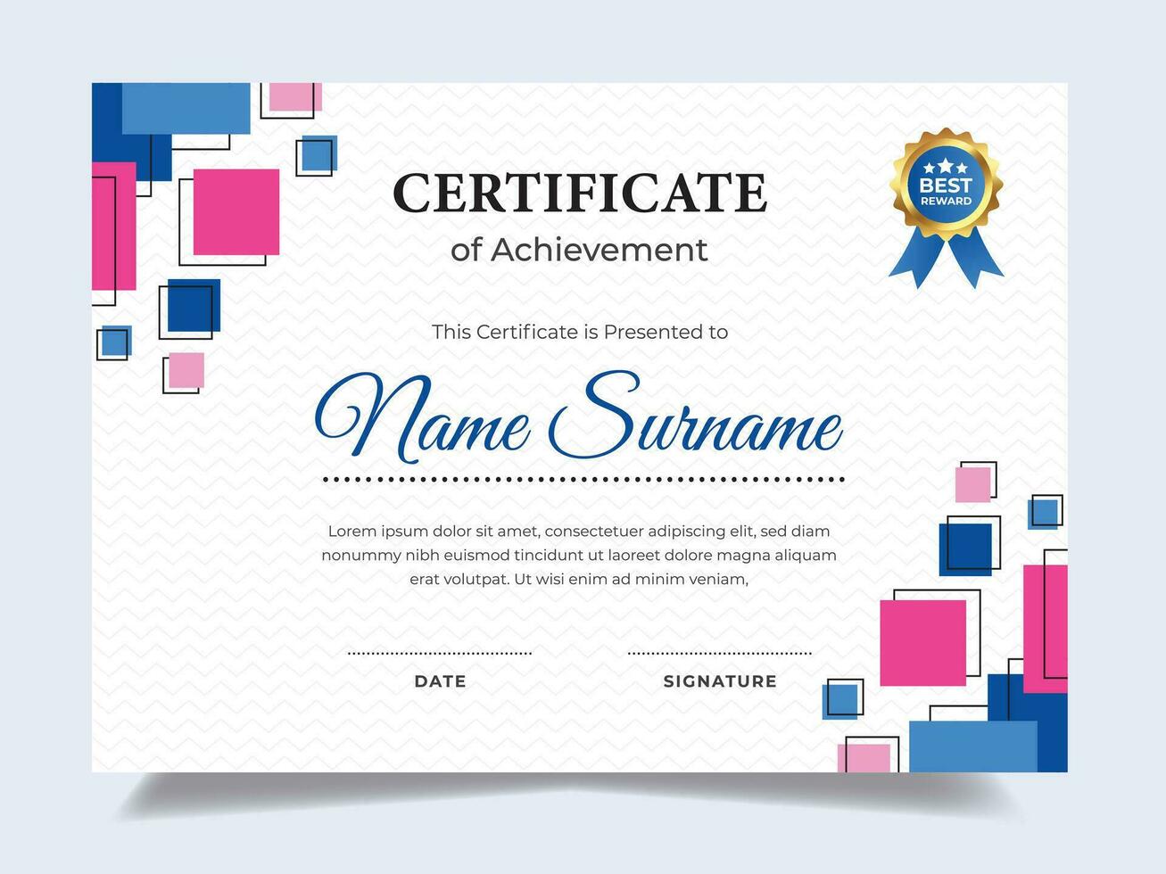 Square memphis certificate design template. Suitable for employee appreciation to the company vector